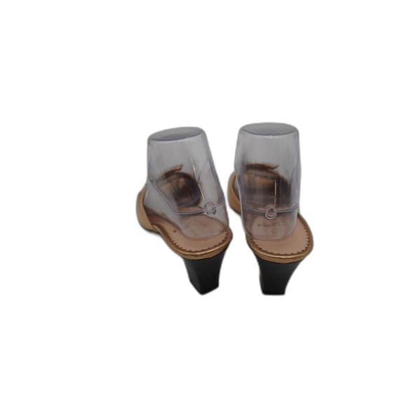 Mary Soft Leather Gold Sandals, Elegant and Chic Low Heel for Comfort. Size 39. - Picture 5 of 9